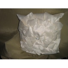 LEONA IVORY CUSHION  CREAM SATIN WITH SEQUENCE AND PEARLS
